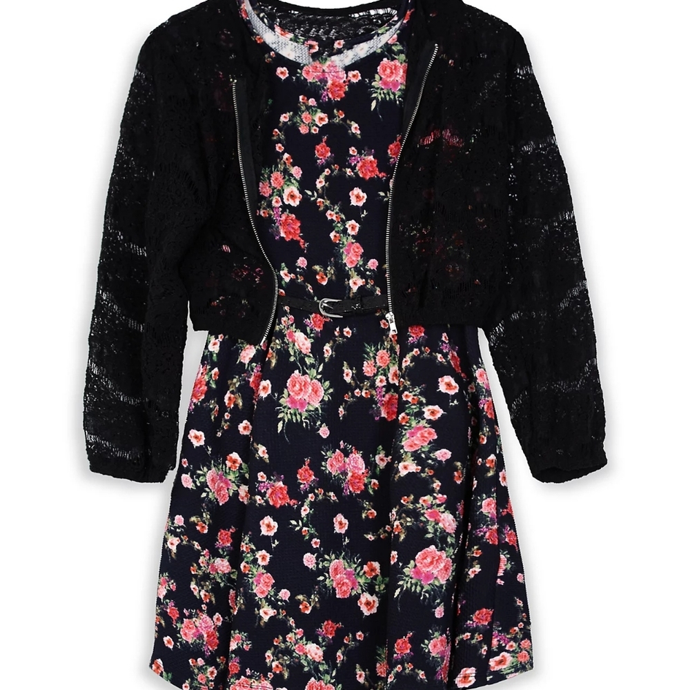 Pretty floral skater 2 piece dress with jacket